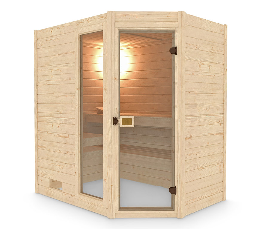 WEKA-Massivholz-Liegesauna mit Eckeinsteig, ca. 189 x 139.