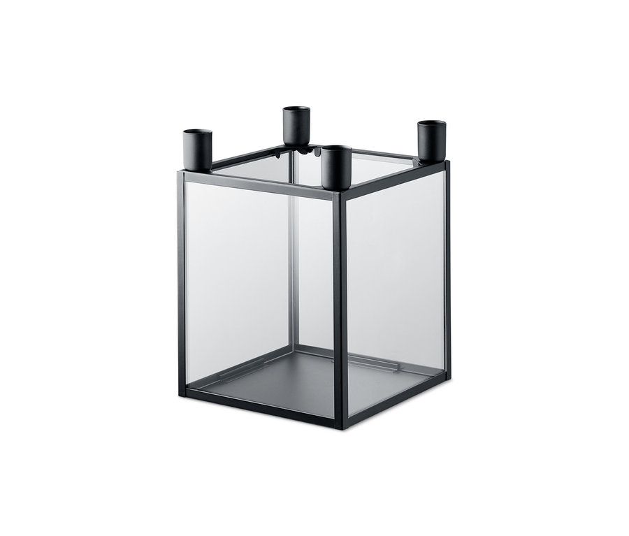 Schwarzer Glas Kerzenhalter.
