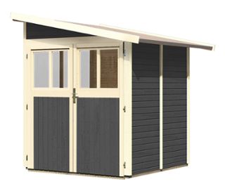 Grau, Tür- und Fensterrahmen weiß