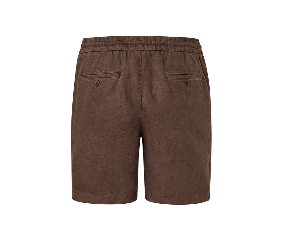 Braune Leinen-Shorts von hinten.