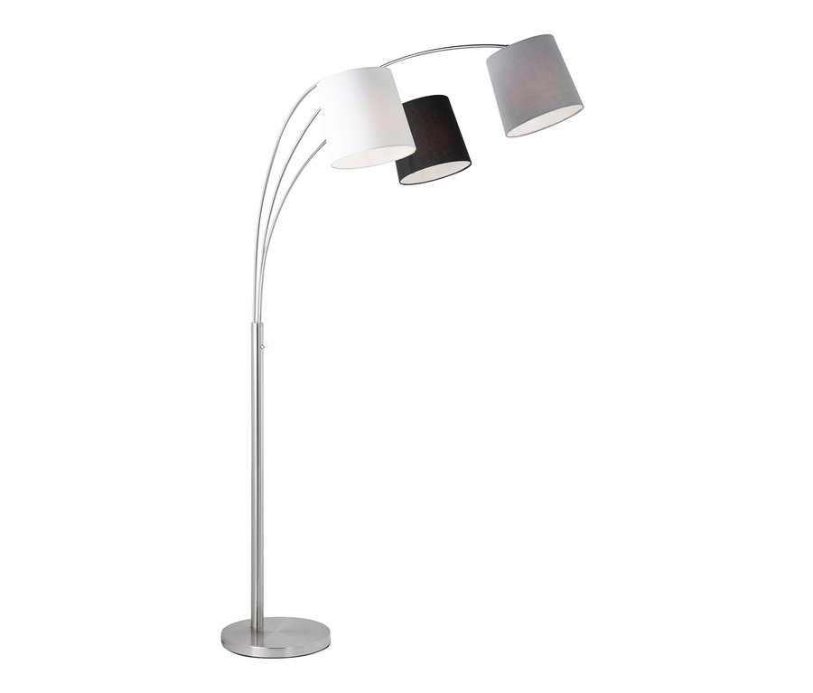 JUST LIGHT Stehleuchte »Melvin« mit drei Lampenschirmen in Weiß, Schwarz und Grau.