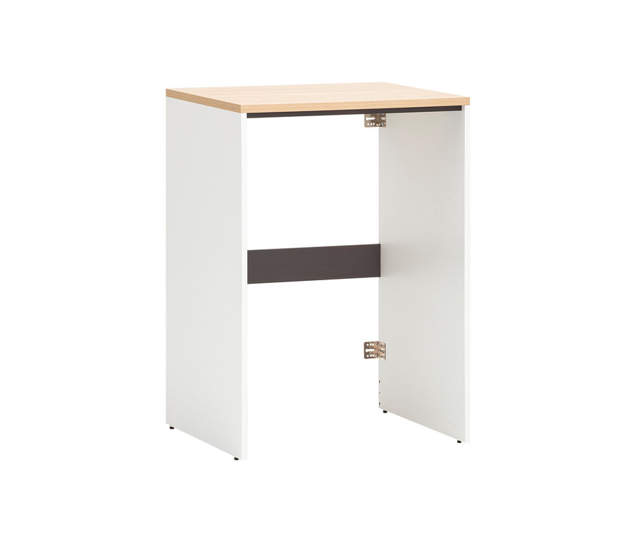 Ein matt-weißer Waschmaschinenumbau »Solea U670« mit einer Holzplatte.