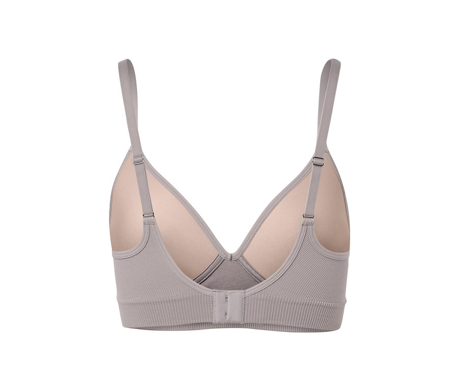 Detailansicht von hinten eines grauen Seamless-Schalen-BHs.