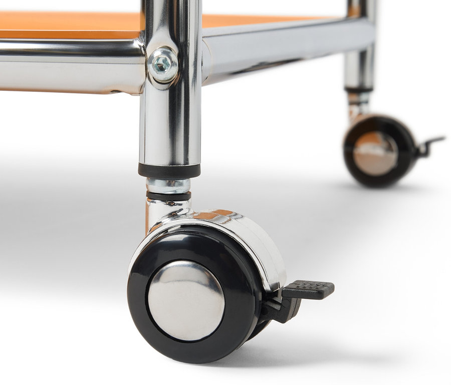 Detailansicht eines Beistelltisch mit Schublade Metall »CN3« mit Rollen.