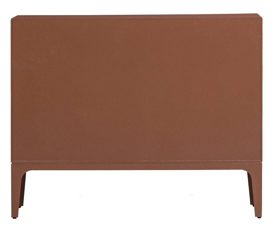 Braune WOOOD Kommode »Merge« steht vor einem weißen Hintergrund.