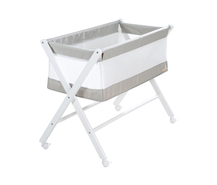 roba Klappbares Stubenbett mit weißem Rahmen und grauen Details.