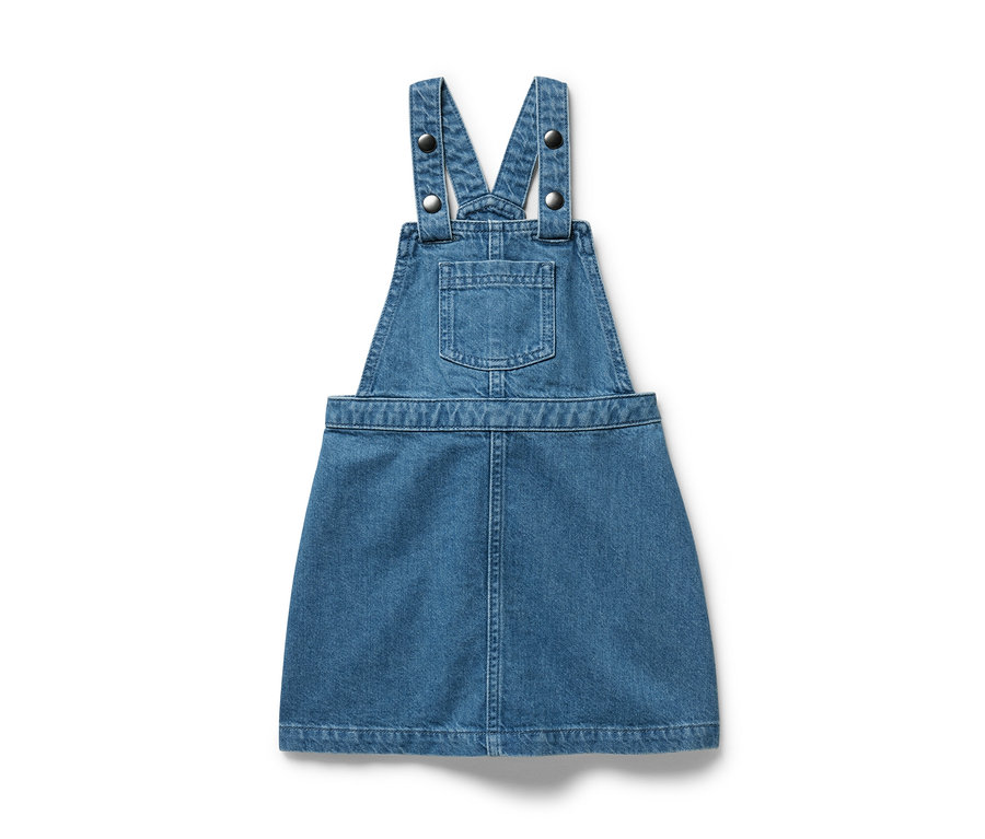 Ein blaues Jeans Kinder-Latzkleid.