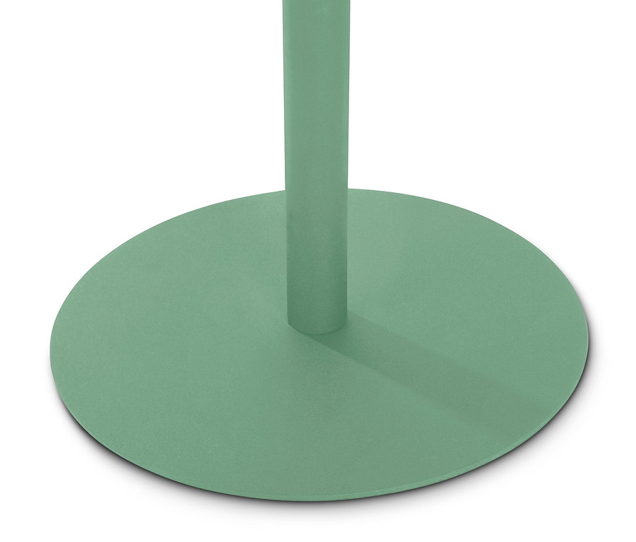 Detailansicht eines runden Couchtisches in Salbei.