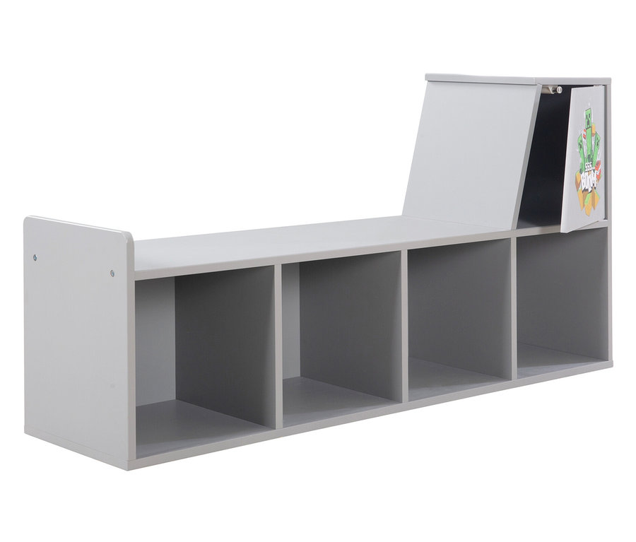 Graue roba Minecraft Sitzbank und Leseregal mit fünf Fächern.