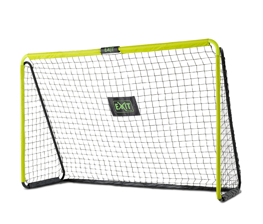 Ein EXIT Fußballtor »Tempo 2400« mit einem schwarz-grünen Rahmen und einem schwarzen Netz vor einem weißen Hintergrund.