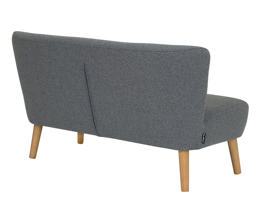 Rückansicht des anthrazitfarbenen Kindersofas 2-Sitzer »Dolly« mit Holzbeinen.
