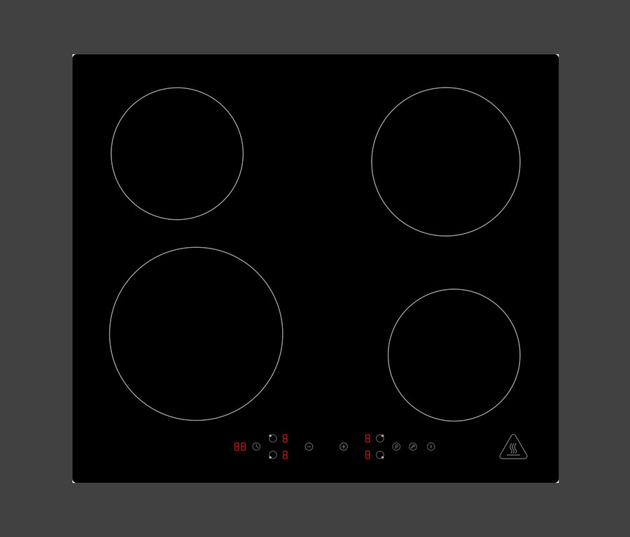Schwarzes Respekta rahmenloses-Induktionskochfeld »KM4295i-28« mit vier Kochzonen.
