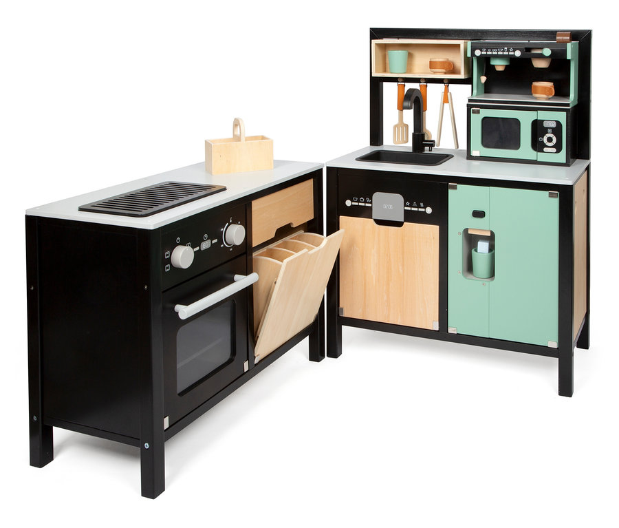 small foot Kinderküche mit Kücheninsel »Industrial« mit Spüle, Herd und Backofen.