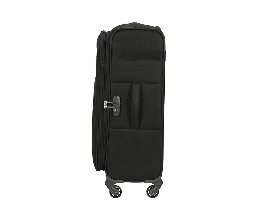 Detailansicht eines großen, schwarzen Samsonite CITYBEAT SPINNER.