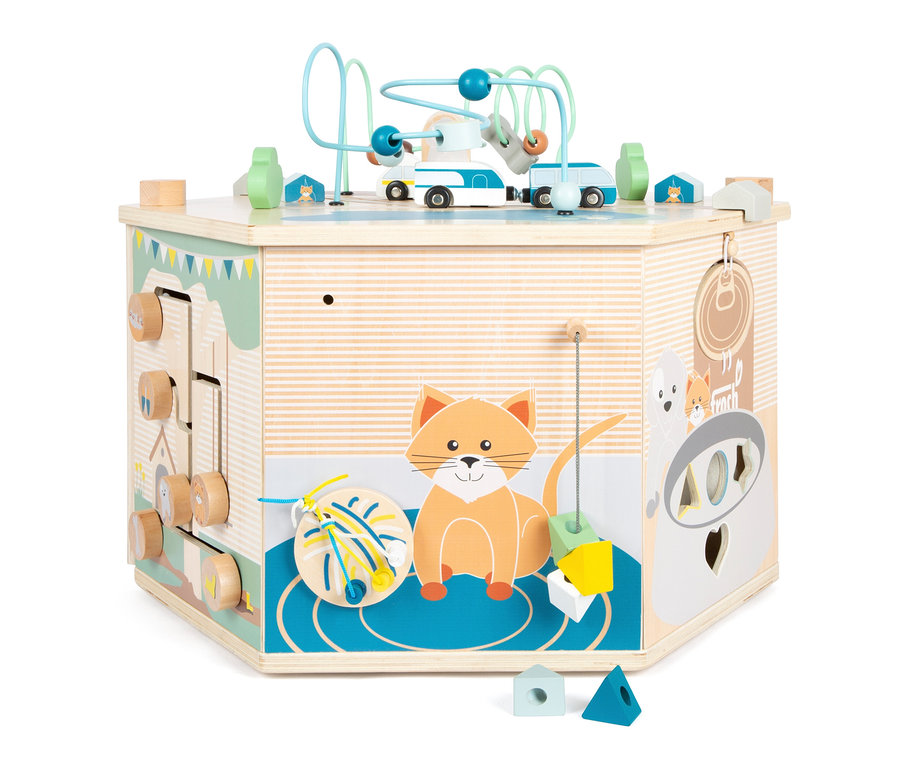 Detailaufnahme des small foot Motorikwürfels XXL »Haustiere«.