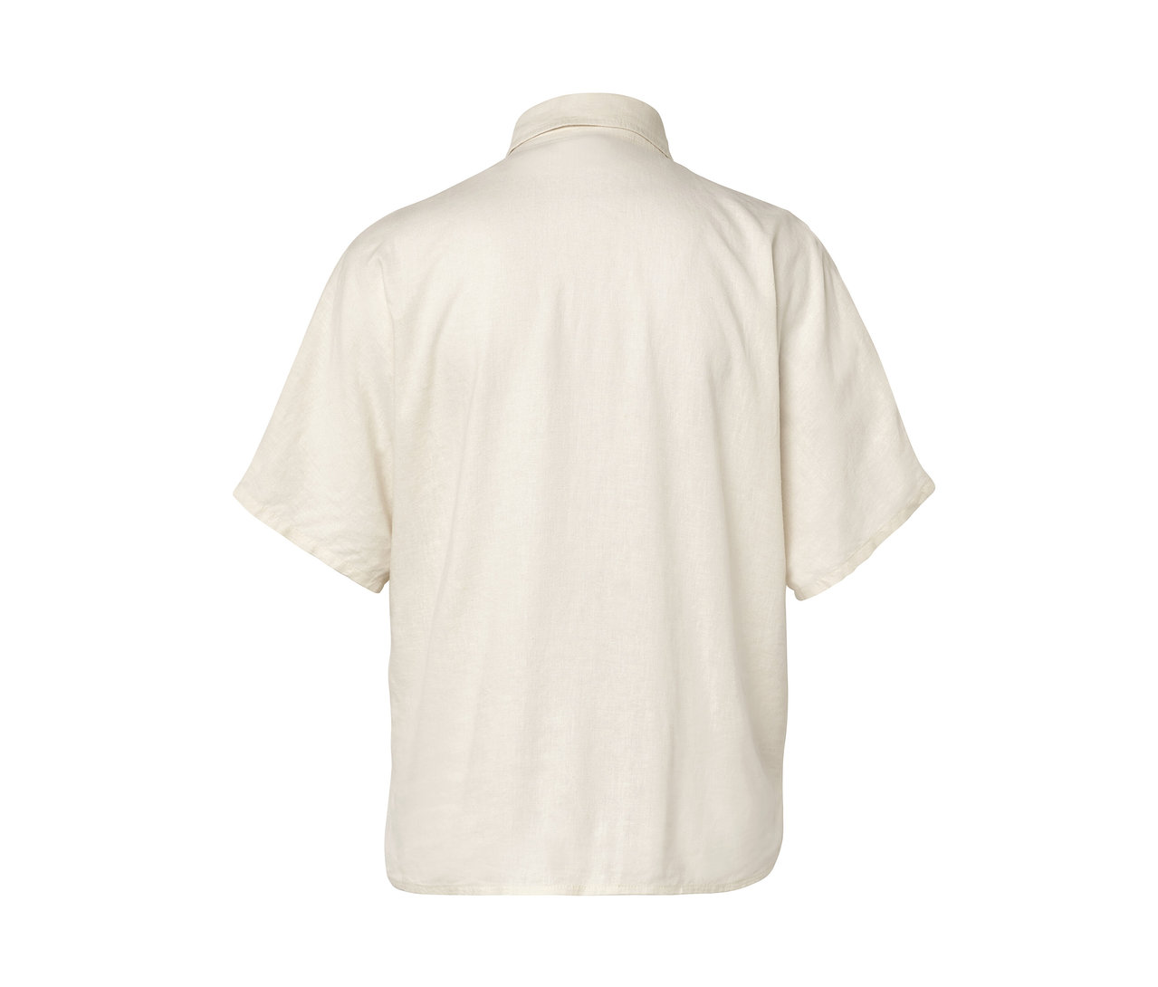 Cremeweiße Leinenbluse von hinten.