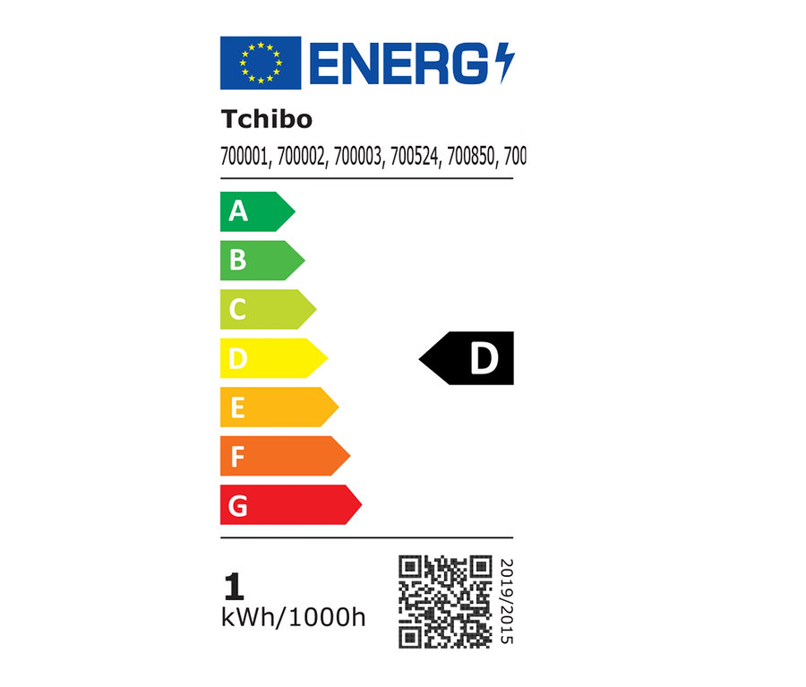 Energieetikett mit der Klasse D für LED-Akku-Outdoor-Tischleuchte in Salbei.