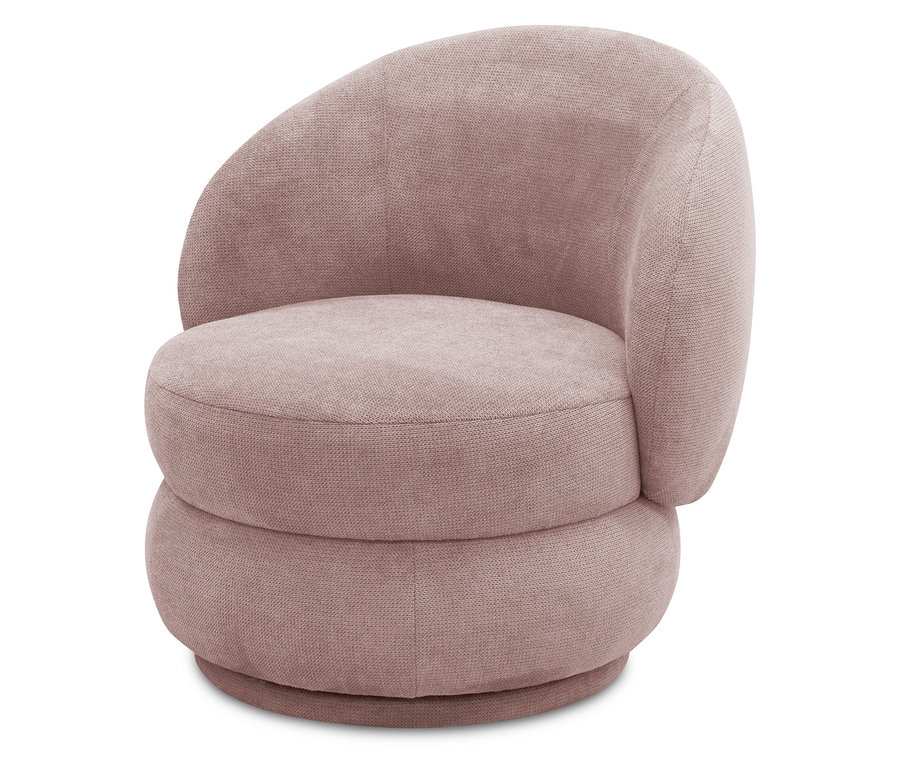 Freistehender, rosafarbener DOMO Sessel mit Drehfunktion.