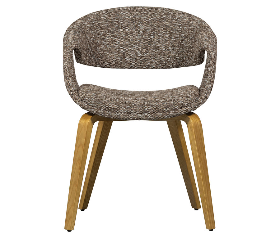 Brauner WOOOD Esszimmerstuhl »Yossi« mit naturfarbenem Holzfuß, aus einem 2er-Set.