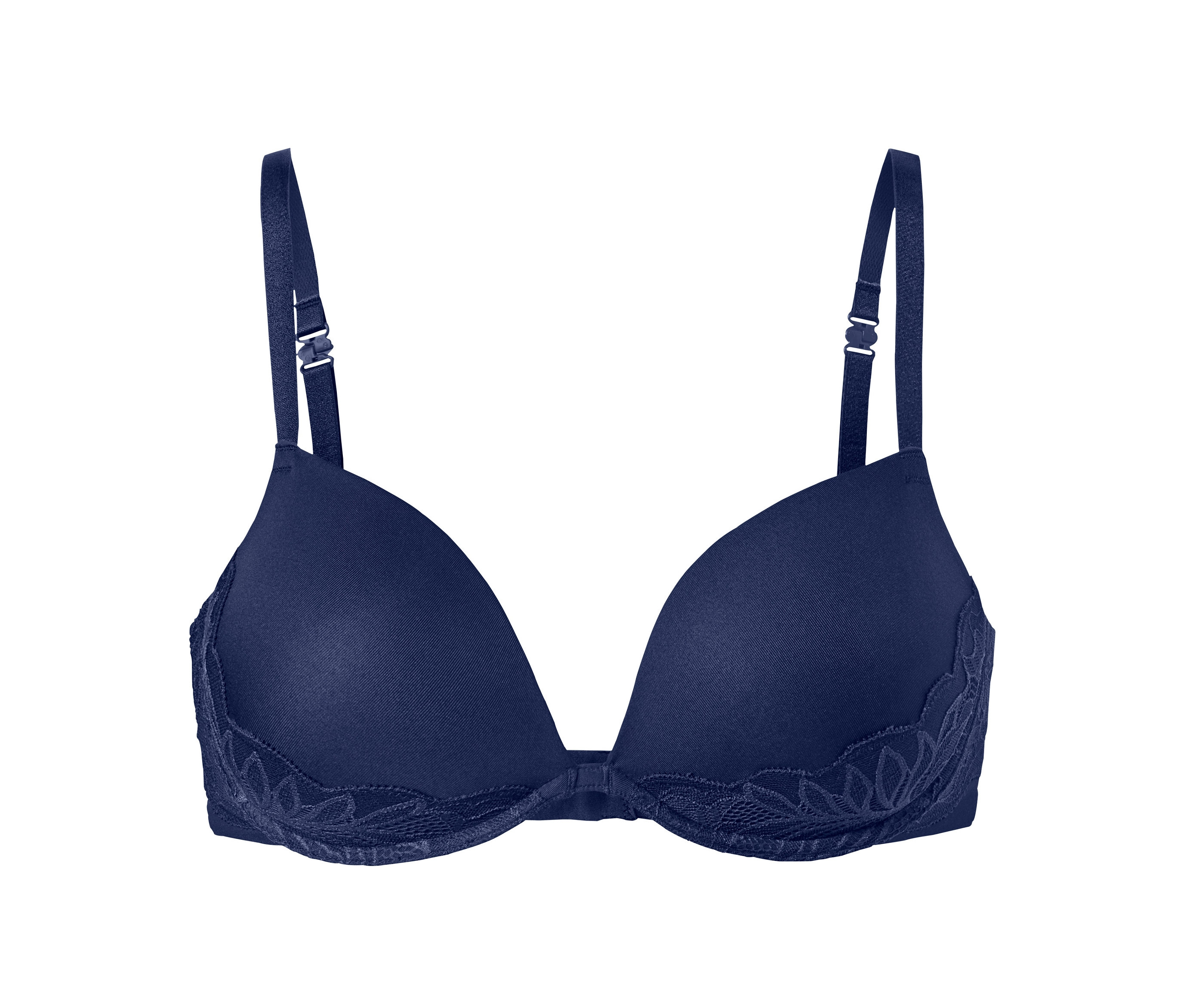 Marineblauer Vario-Push-up-BH mit Spitzendetails.