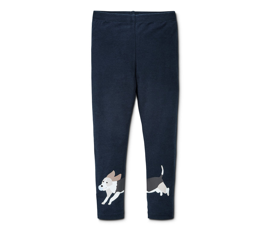 Marineblaue Leggings mit Hundeaufdruck.
