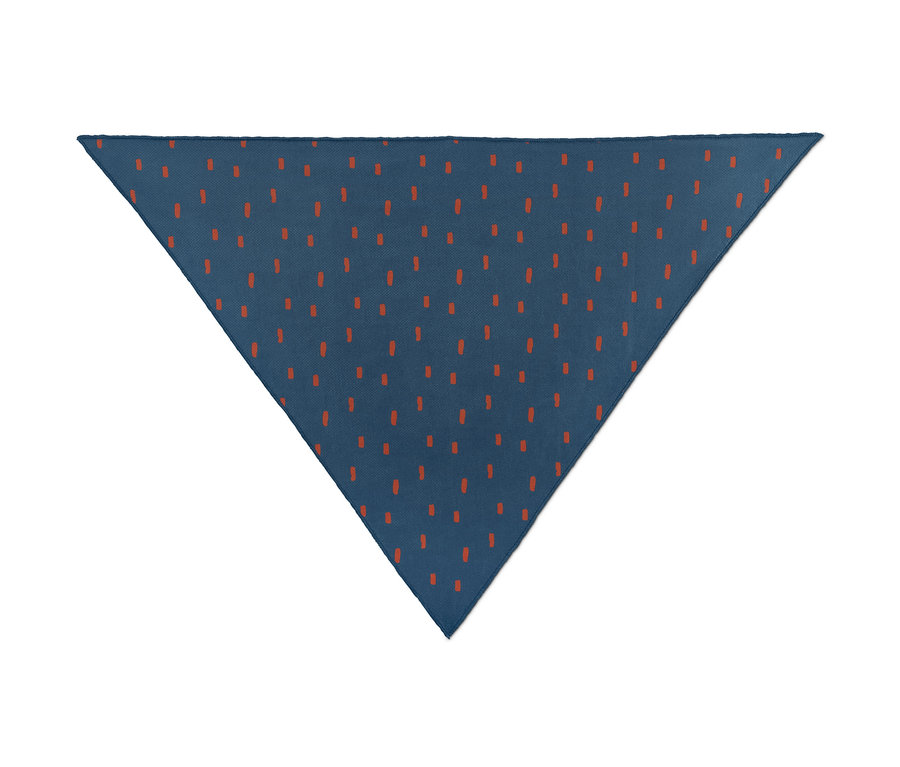 Blaues Hundehalstuch mit orangefarbenen Punkten, 2 Stück