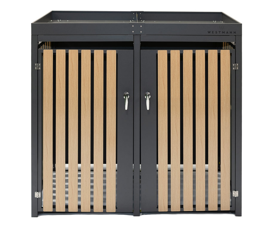 Mülltonnenbox mit Blumenkasten, 2er.