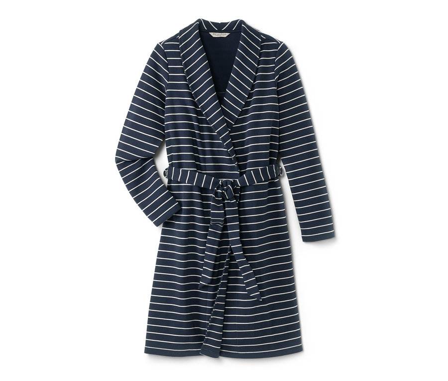 Gestreifter Morgenmantel mit Gürtel.