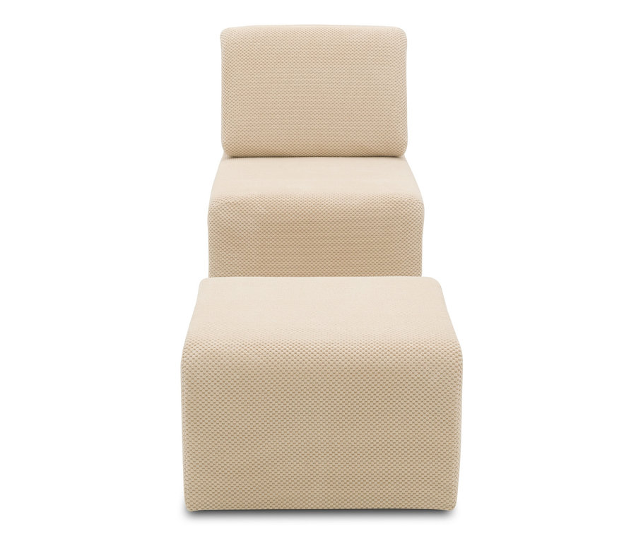 Beiger DOMO collection Sessel mit Hocker »Bergen« steht vor einem weißen Hintergrund.