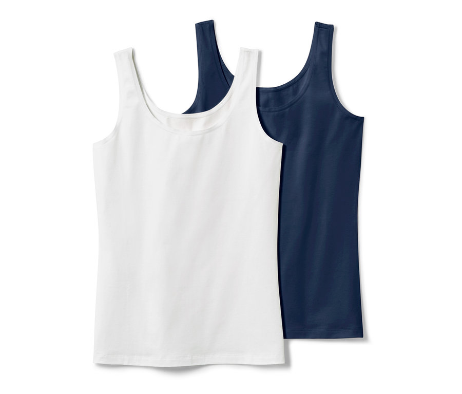 Zwei Hemdchen, dunkelblau und weiß.