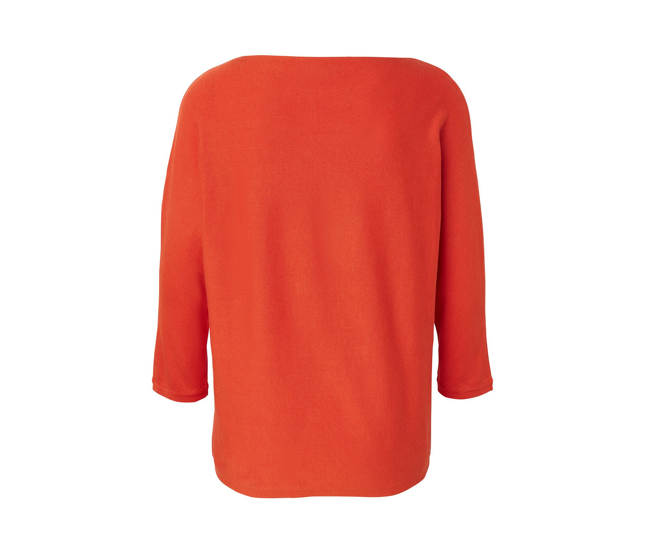 Orangefarbener Feinstrickpullover.