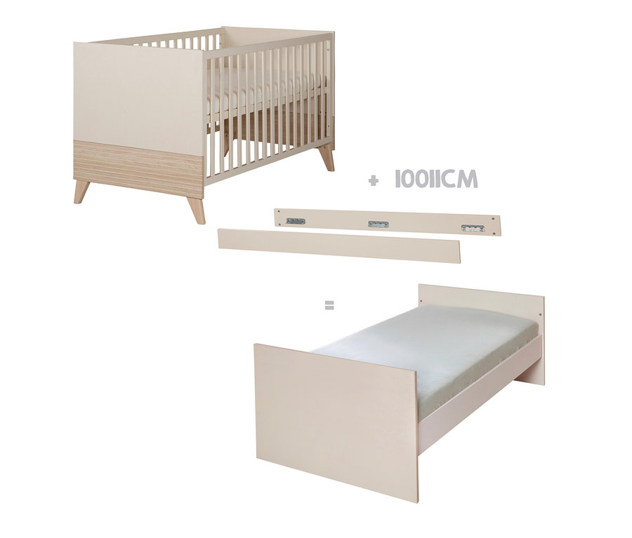 Das roba Babybett »Sidney«, 70 x 140 cm, in Kaschmir Farbe, das zu einem Juniorbett umgebaut werden kann.