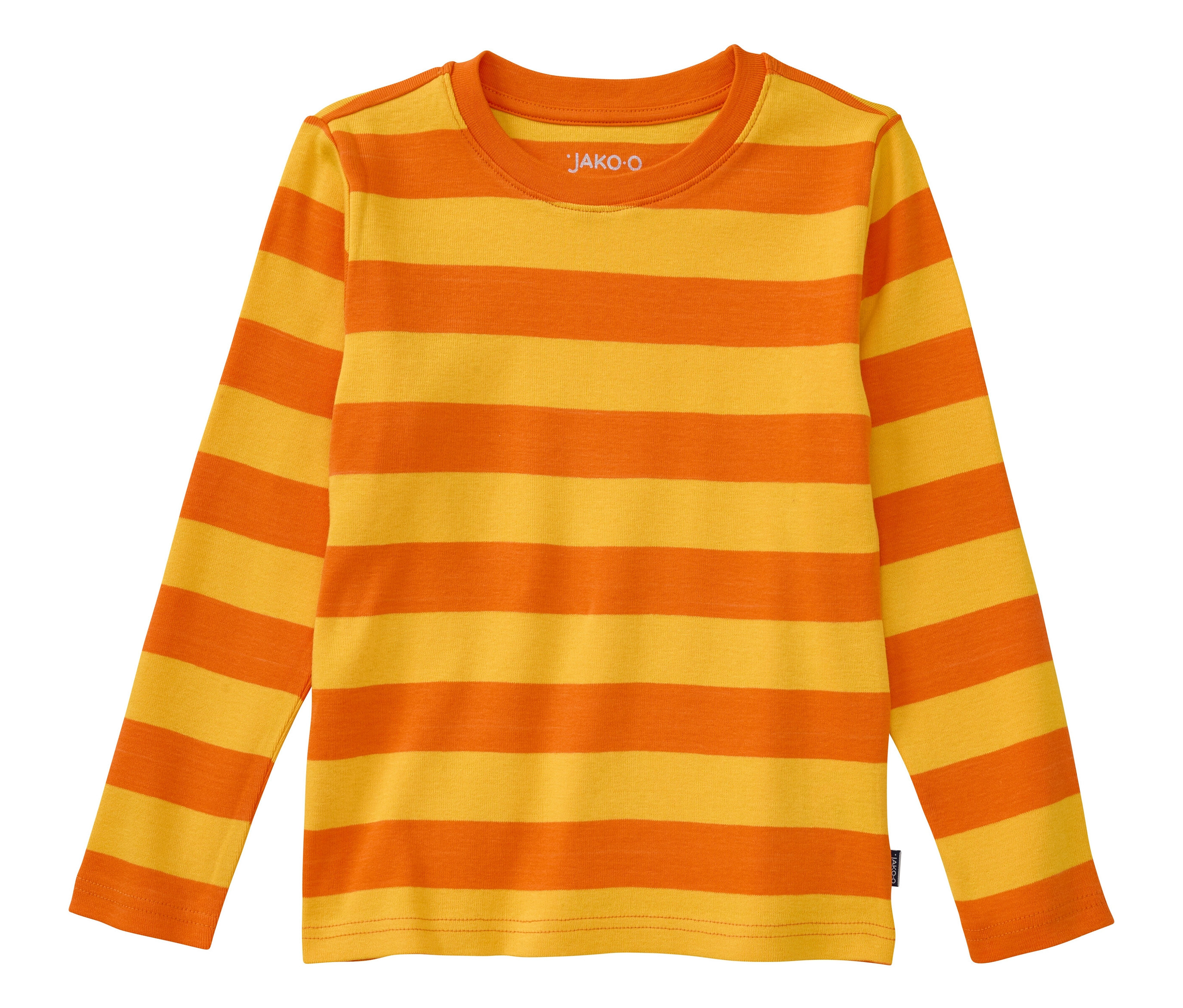 Das JAKO-O Streifenshirt ist gelb-orange.