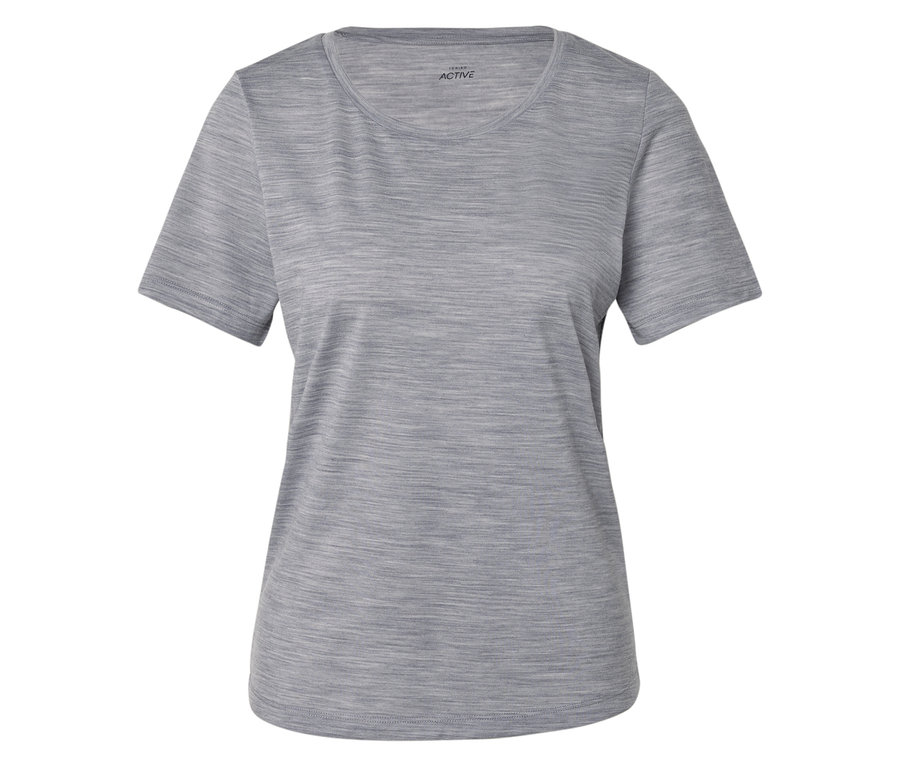 Graues, kurzärmeliges ACTIVE T-Shirt mit Rundhalsausschnitt.