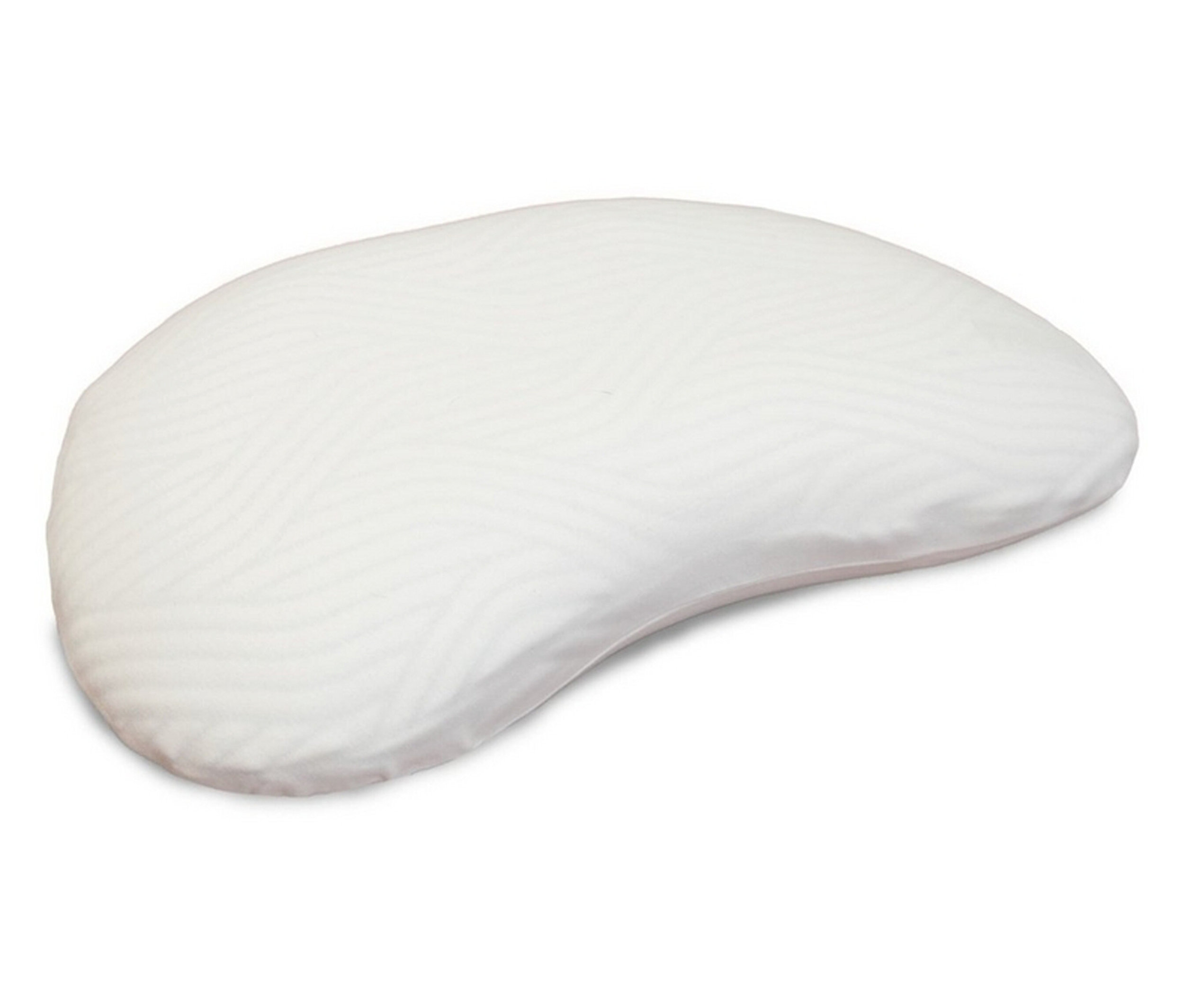 Weißer TEMPUR® Kissenbezug »Curve« liegt auf weißem Hintergrund.