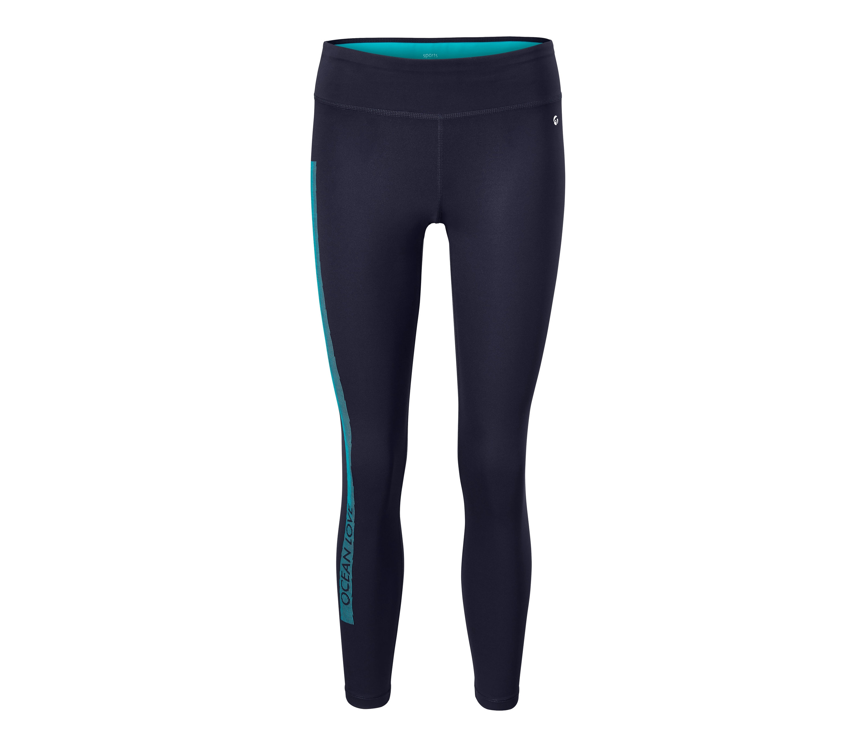 Eine dunkelblaue 7/8-Sporttight.