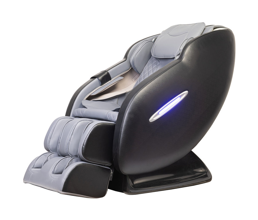 Ein grauer und schwarzer Alpha-Techno-Relax-Massagesessel »Alpha AT 8200«.