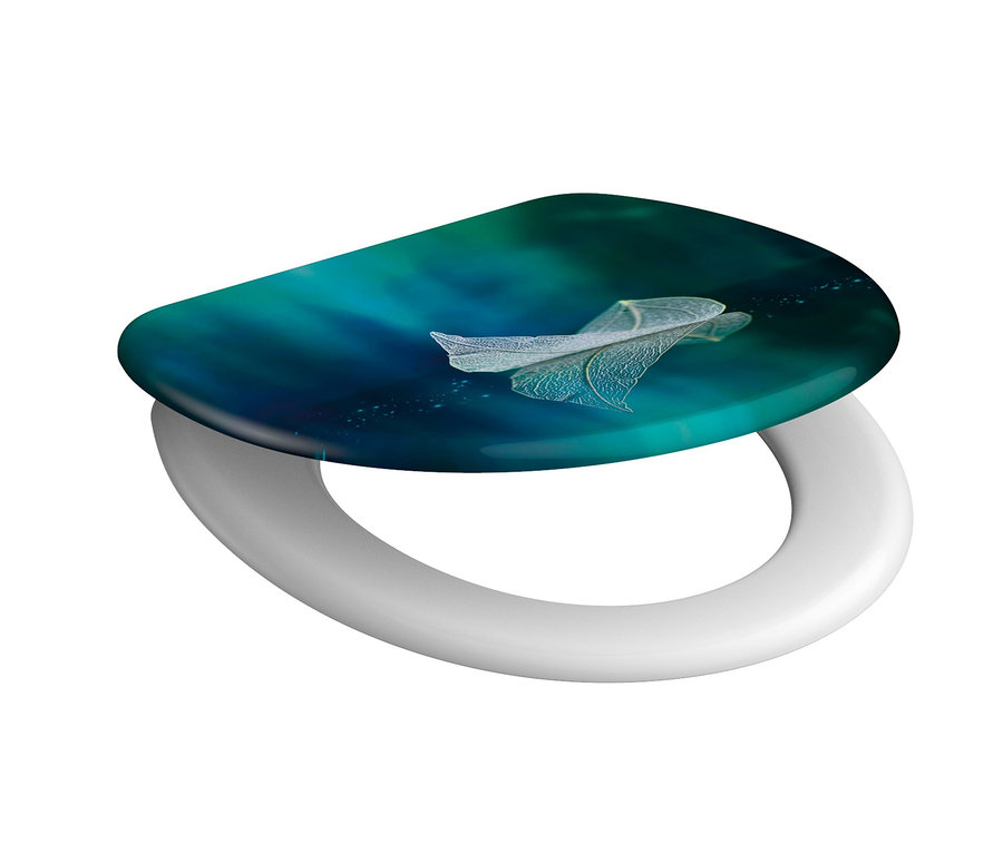 SCHÜTTE Duroplast-WC-Sitz »FALLEN LEAF« mit blaugrünem Muster.