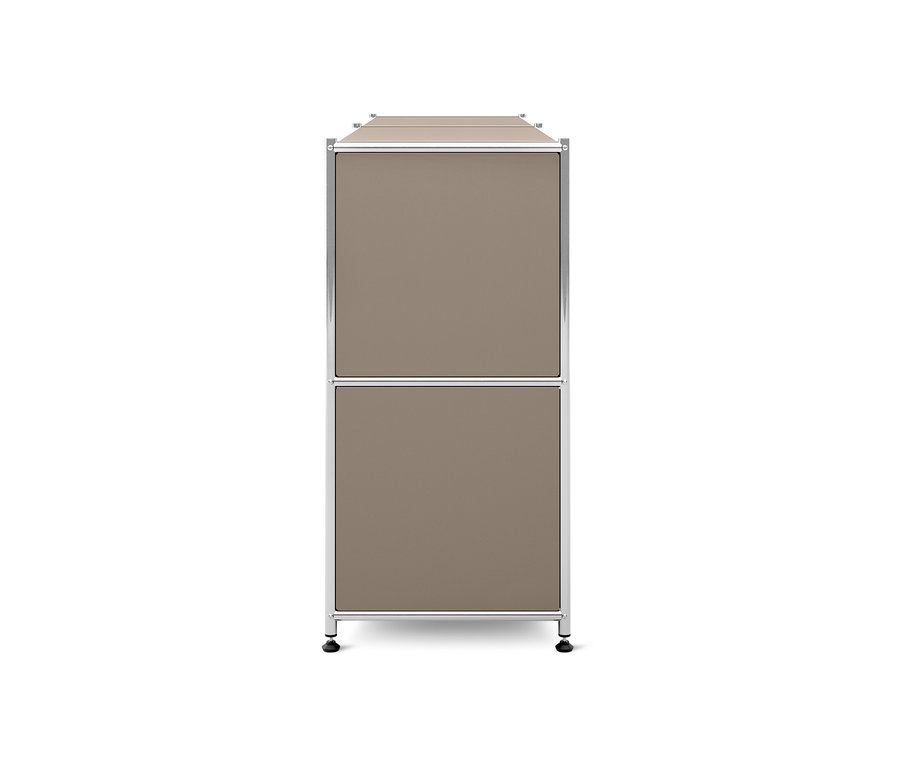 Taupefarbenes Sideboard Metall »CN3« mit 2 versetzbaren Klappenfächern.