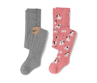 1x grau meliert mit platziertem Hunde-Jacquard, 1x dunkelrosa mit mehrfarbigem Hunde-Jacquard