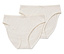Zwei cremefarbene Damenslips mit Schleife.