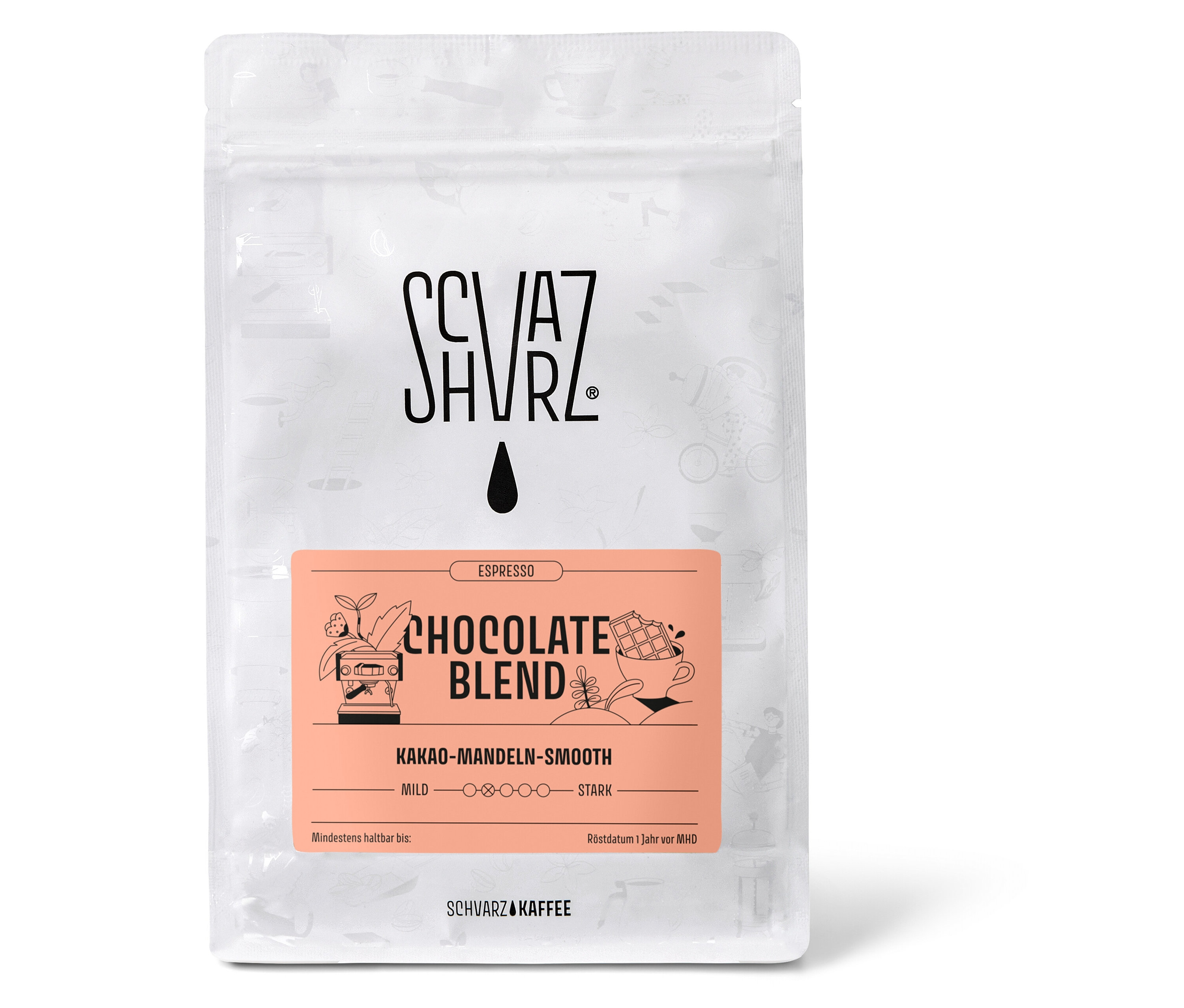 Verpackung von Schvarz - Chocolate Blend Espresso - 350 g Ganze Bohne.