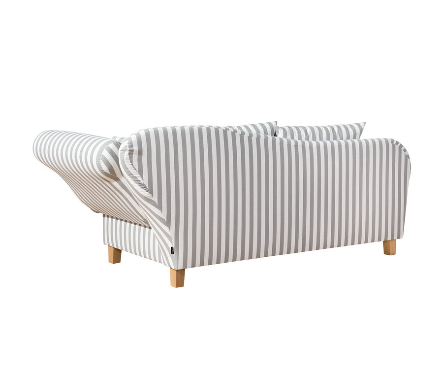 Rückansicht der Recamiere »Saturn« mit Stauraum, rechts, gestreift.