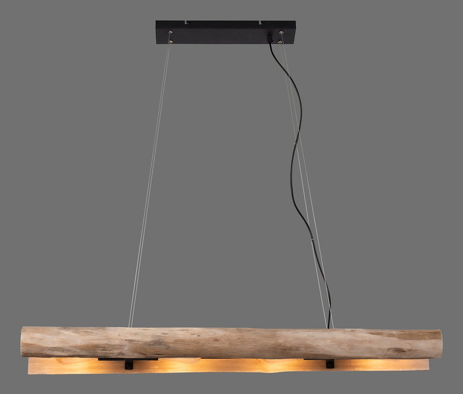 Eine »Log« Pendelleuchte hängt vor einem grauen Hintergrund.