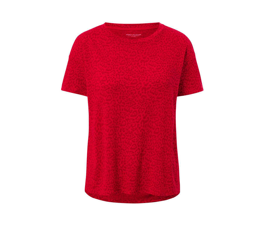 Rotes Sportshirt mit Allover-Muster.