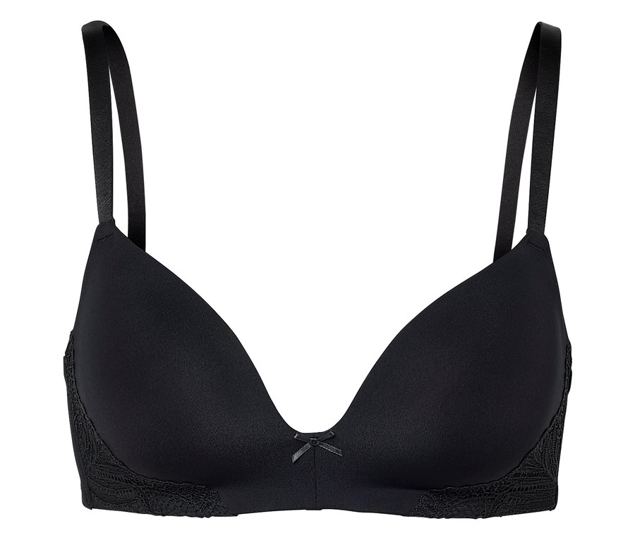 Schwarzer BH mit Spitze und Schleife in der Mitte.
