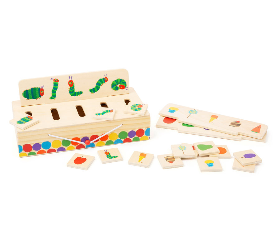 small foot Bildersortierbox »Raupe Nimmersatt« auf weißem Hintergrund.