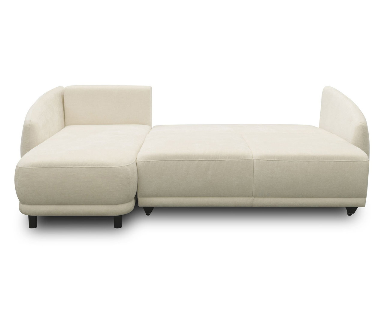 Cremefarbenes DOMO Ecksofa Longchair, linksbündig.