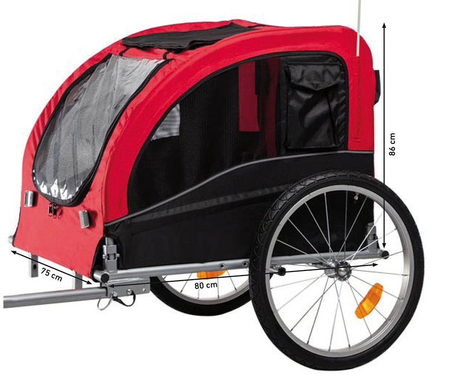Ein rot-schwarzer Hunde-Fahrradanhänger »SENLIMA«, Gr. L.