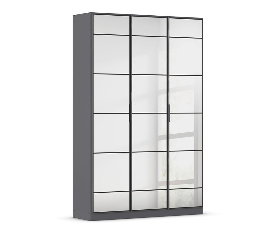 Ein grauer, dreitüriger Rauch Schrank »Acero« in Grau-Metallic.